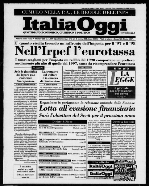 Italia oggi : quotidiano di economia finanza e politica